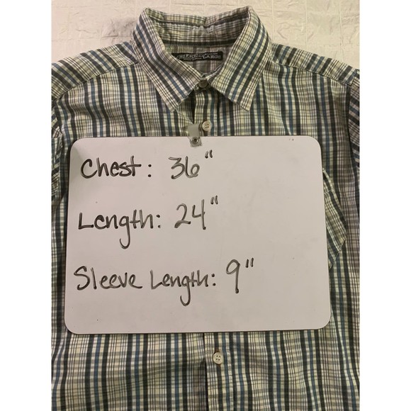 Volcom Boy's Blue White Plaid Button Up Shirt Short Sleeve Large 12Y - Picture 10 of 10